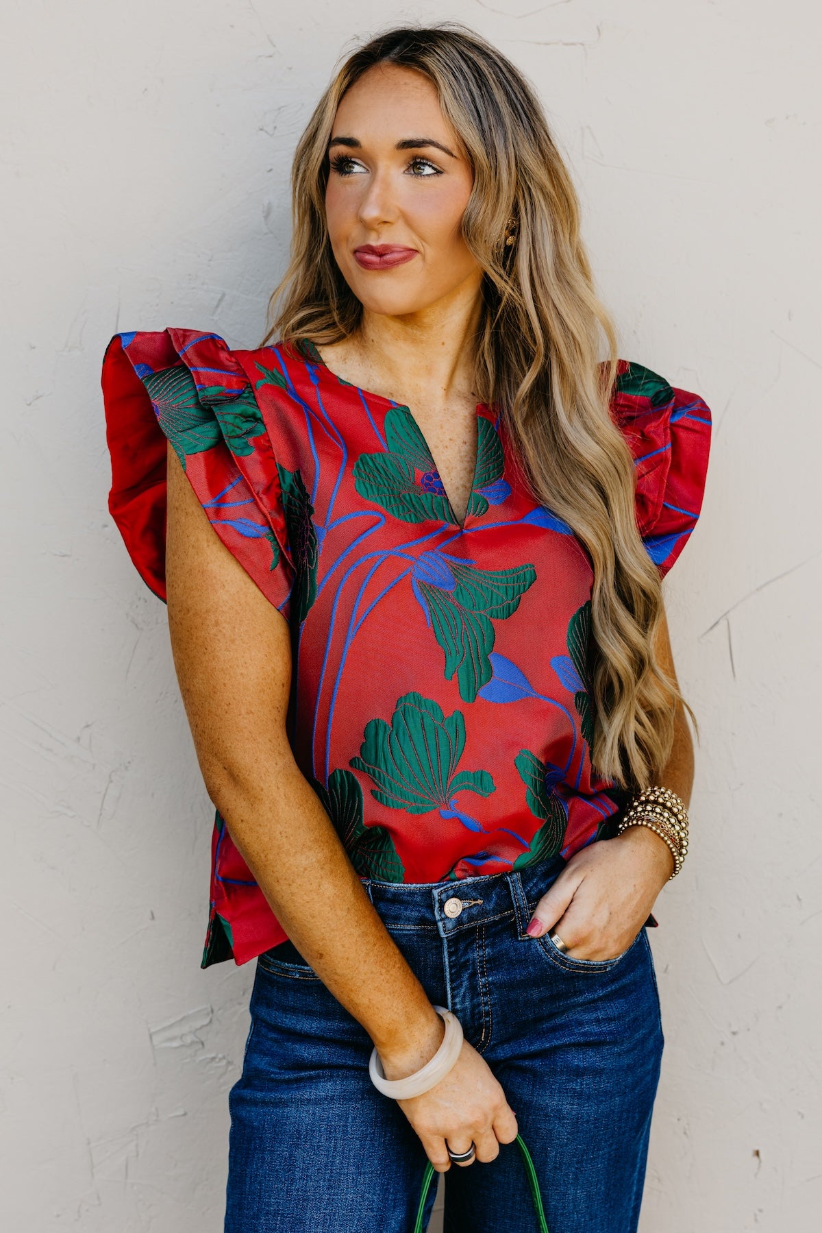 The Mikalea Jacquard Floral Top