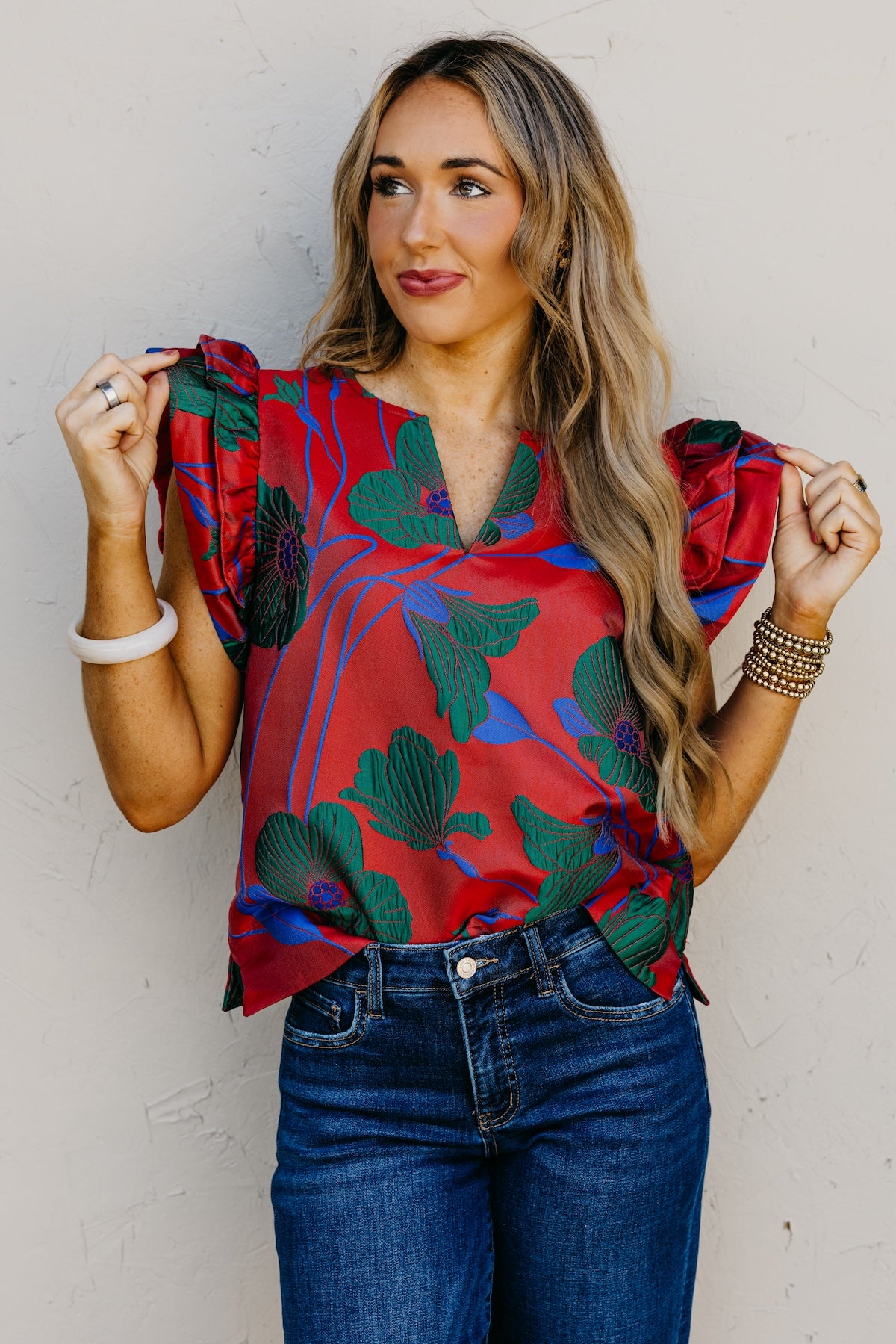 The Mikalea Jacquard Floral Top