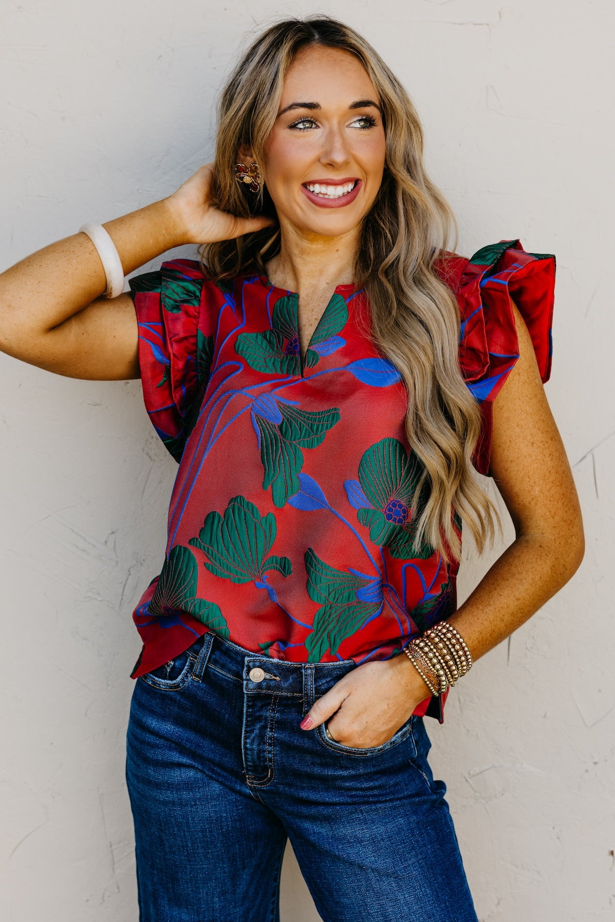 The Mikalea Jacquard Floral Top