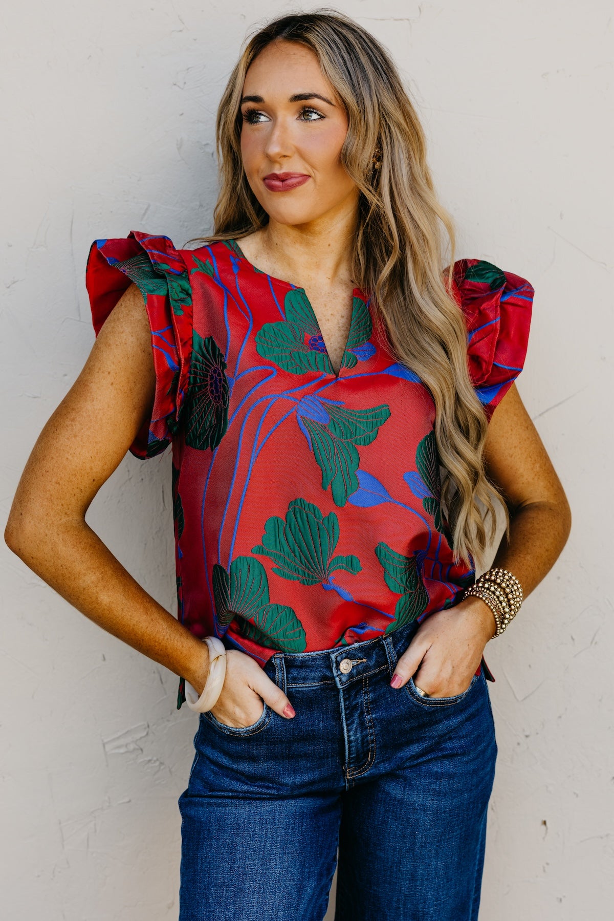 The Mikalea Jacquard Floral Top
