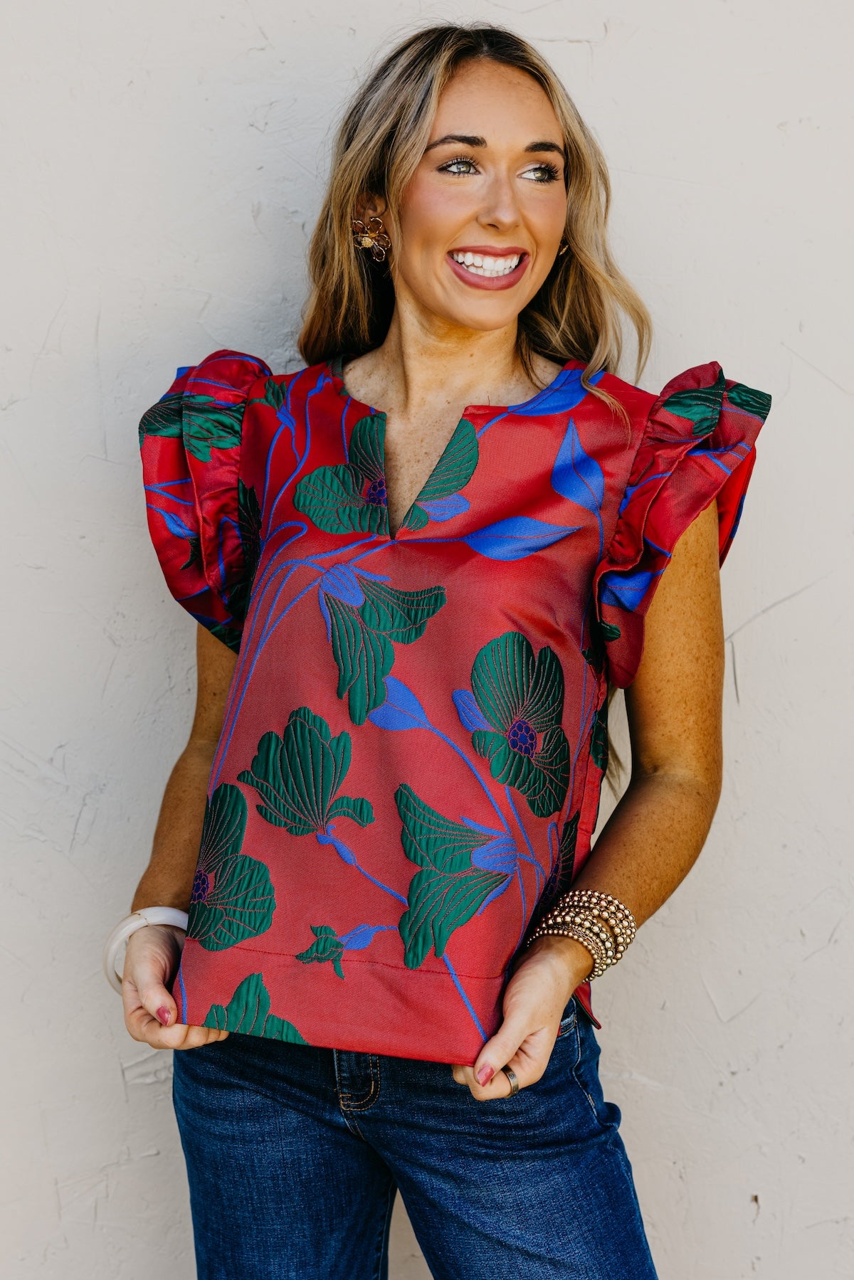 The Mikalea Jacquard Floral Top