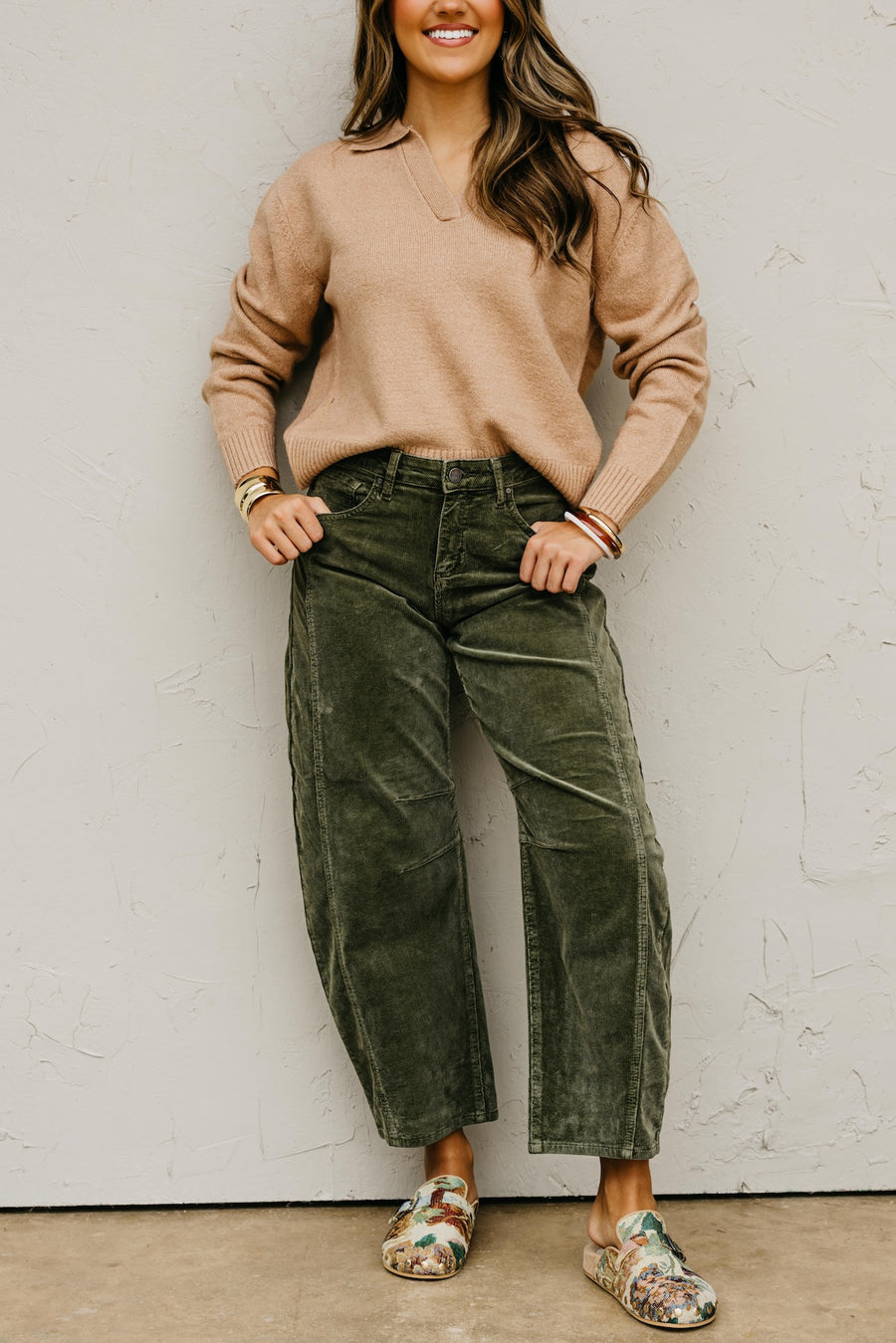 Risen Denim | Slouchy Ankle Barrel Corduroy Pants