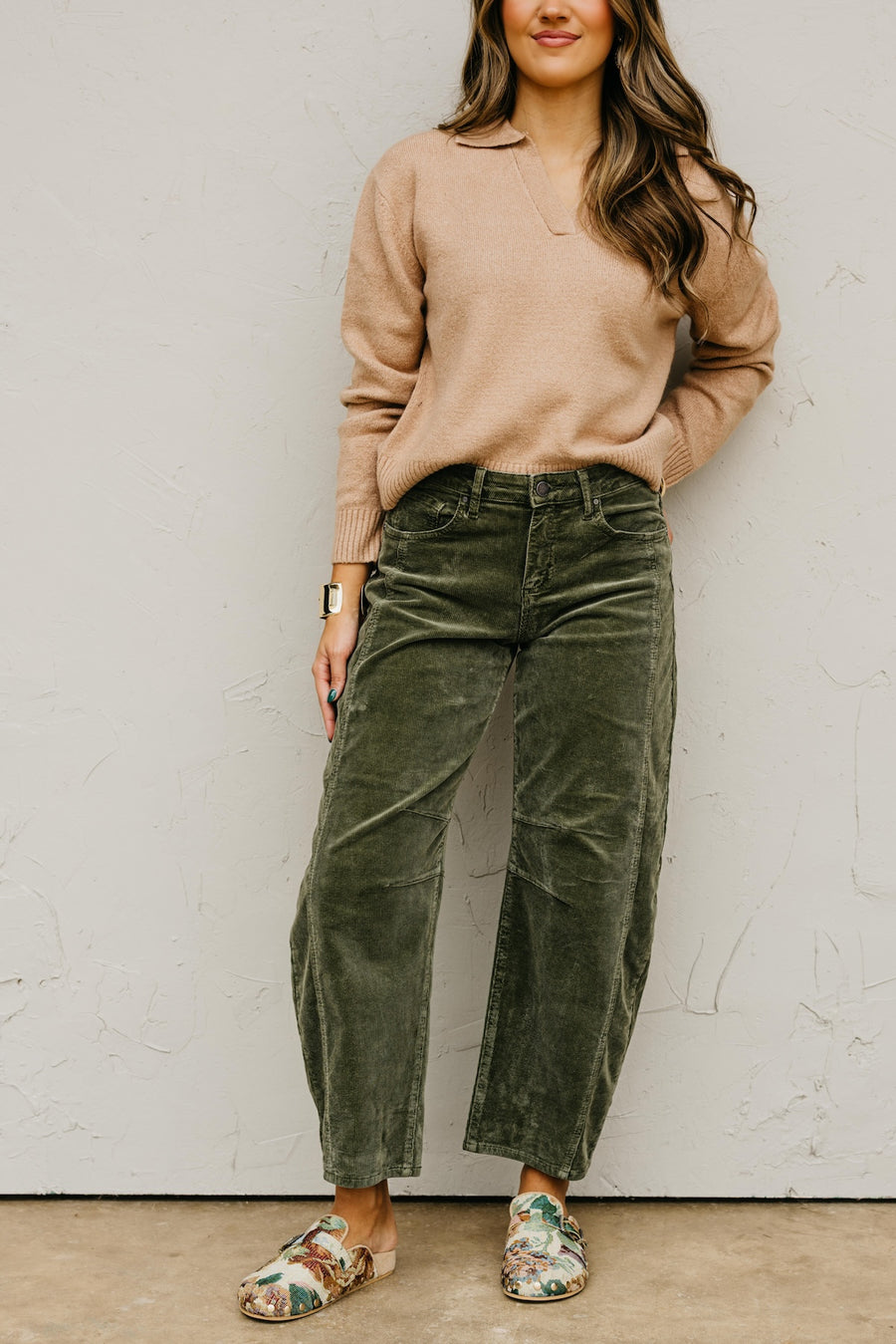 Risen Denim | Slouchy Ankle Barrel Corduroy Pants