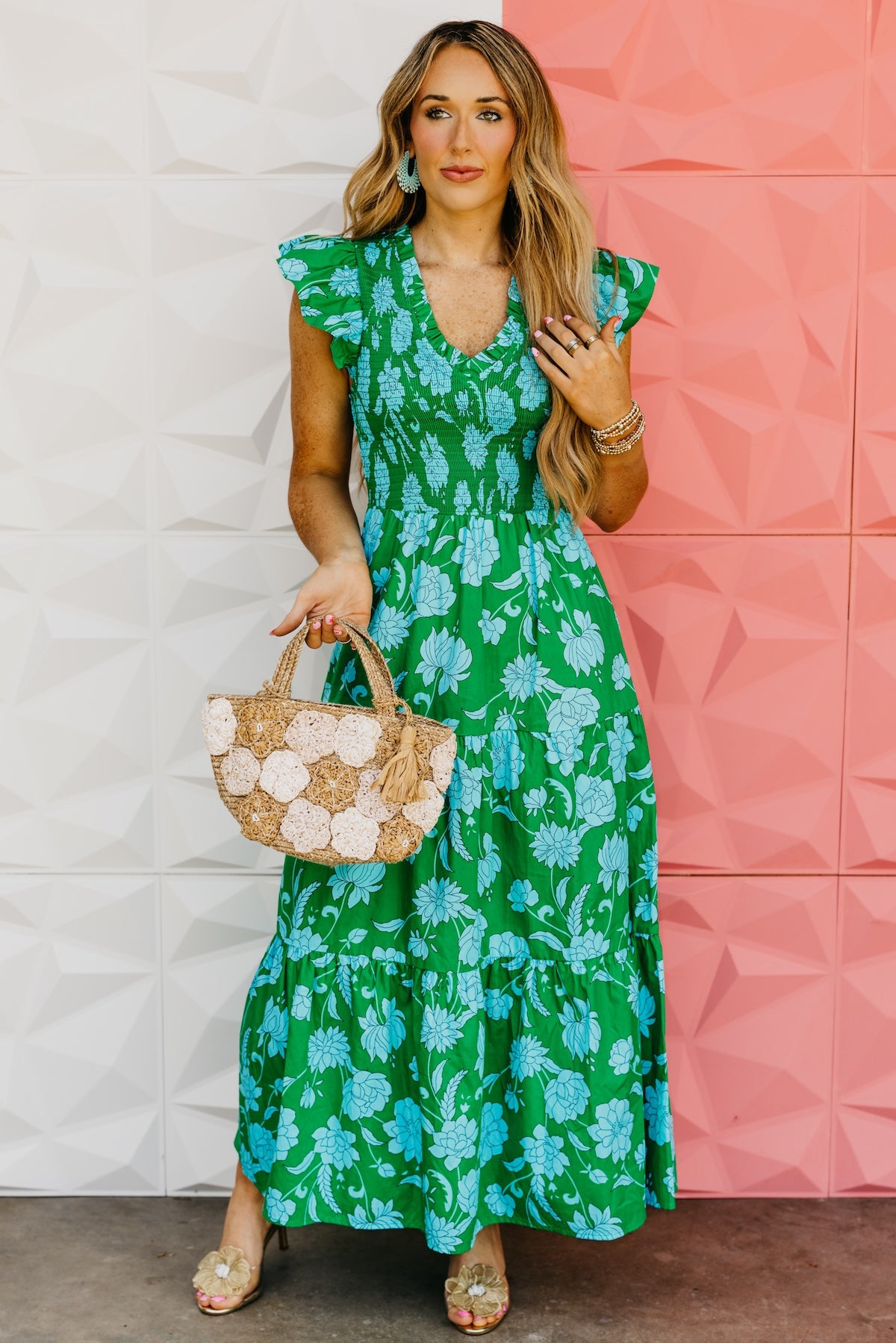 The Blevin Smocked Tiered Midi Dress