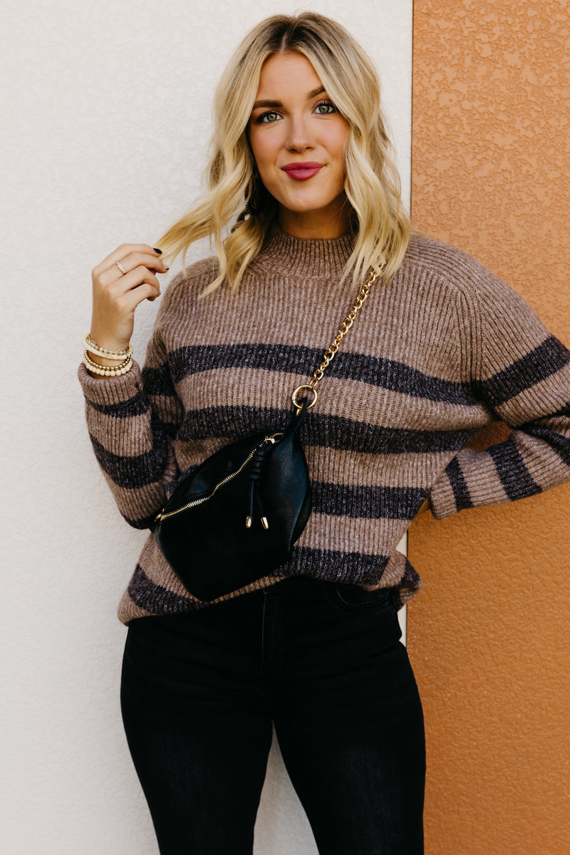 The Myah Stripe Mock Neck Sweater
