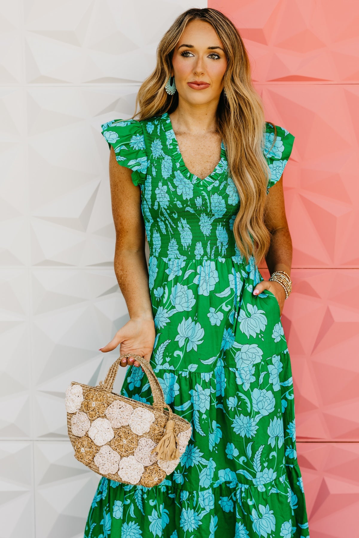 The Blevin Smocked Tiered Midi Dress
