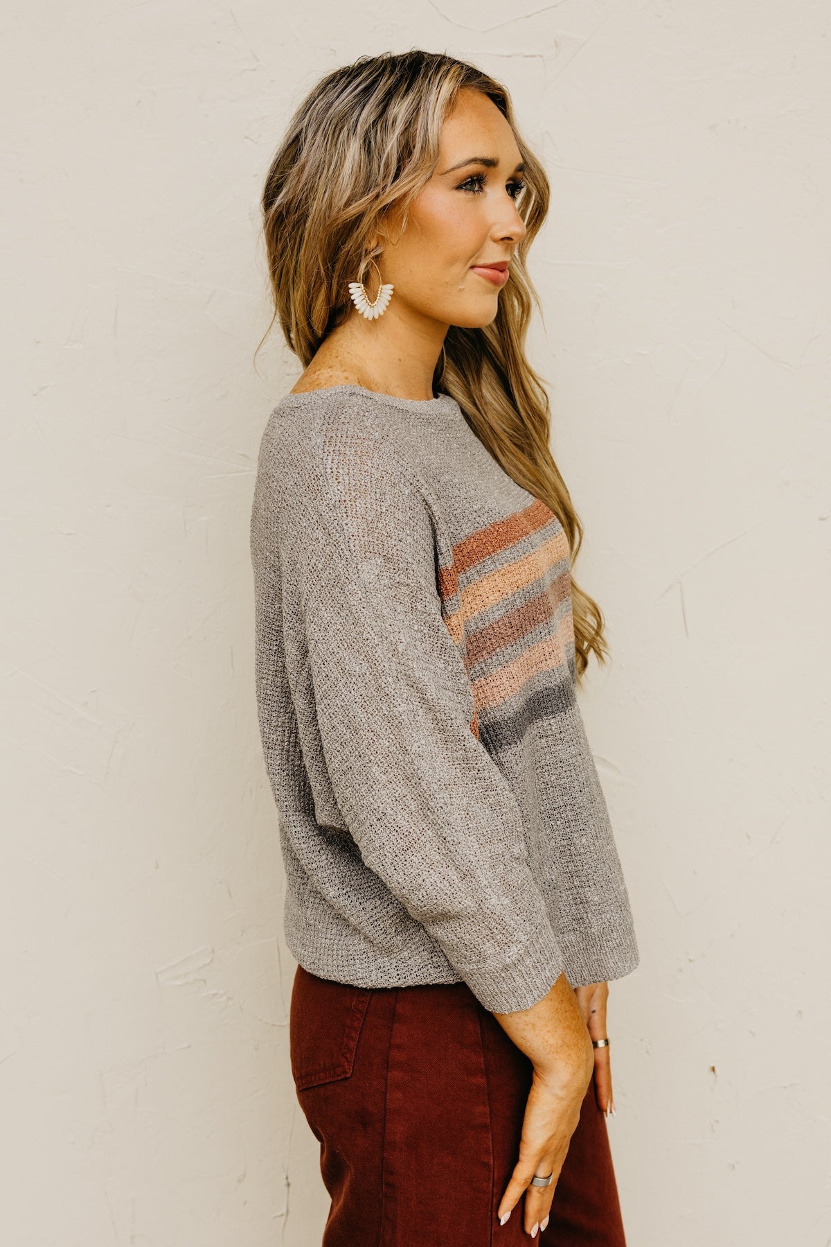 The Malaya Striped Dolman Sleeve Sweater