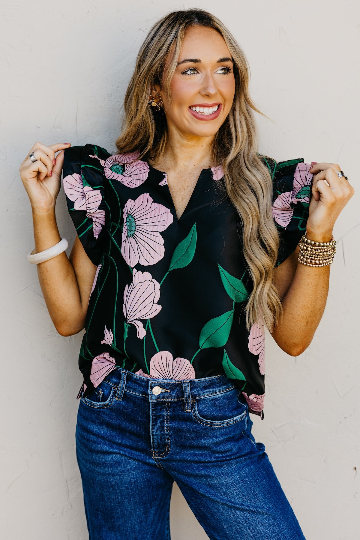 The Mikalea Jacquard Floral Top