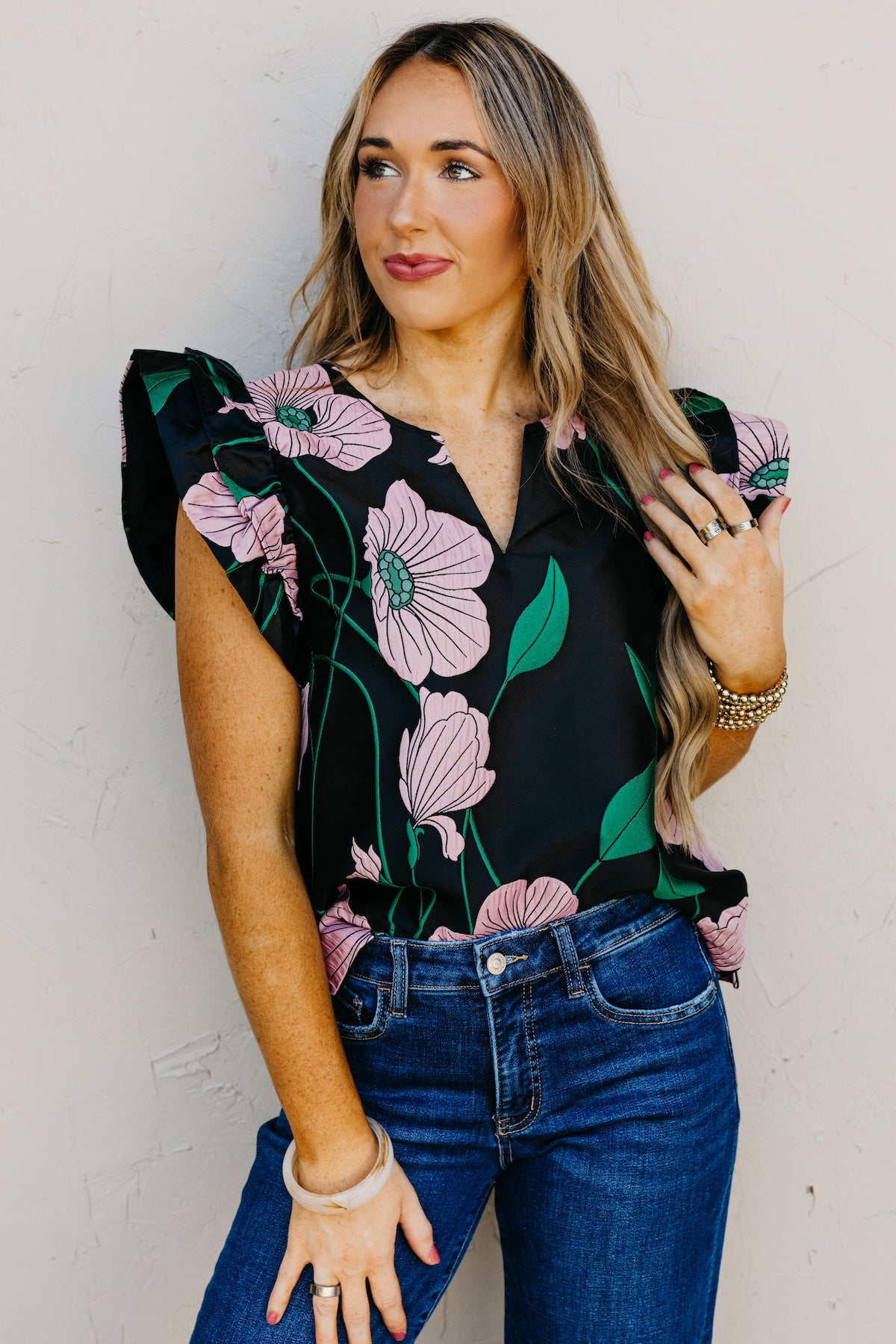 The Mikalea Jacquard Floral Top