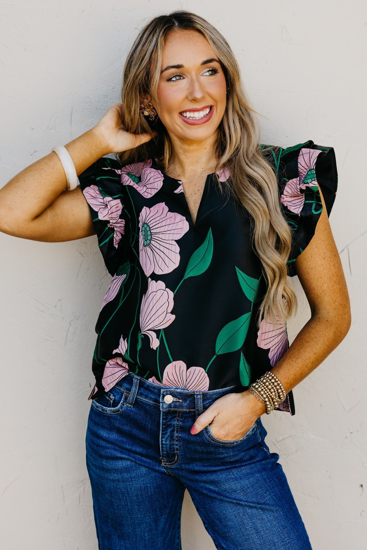 The Mikalea Jacquard Floral Top
