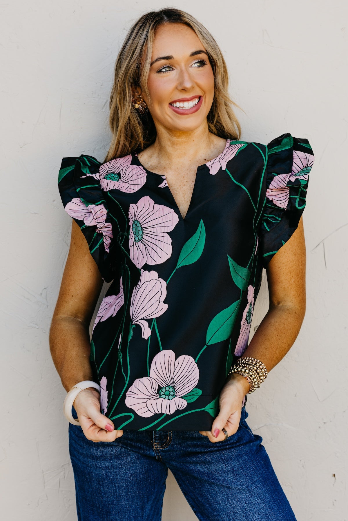 The Mikalea Jacquard Floral Top