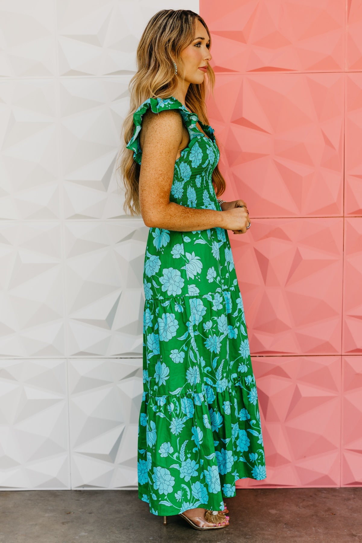 The Blevin Smocked Tiered Midi Dress