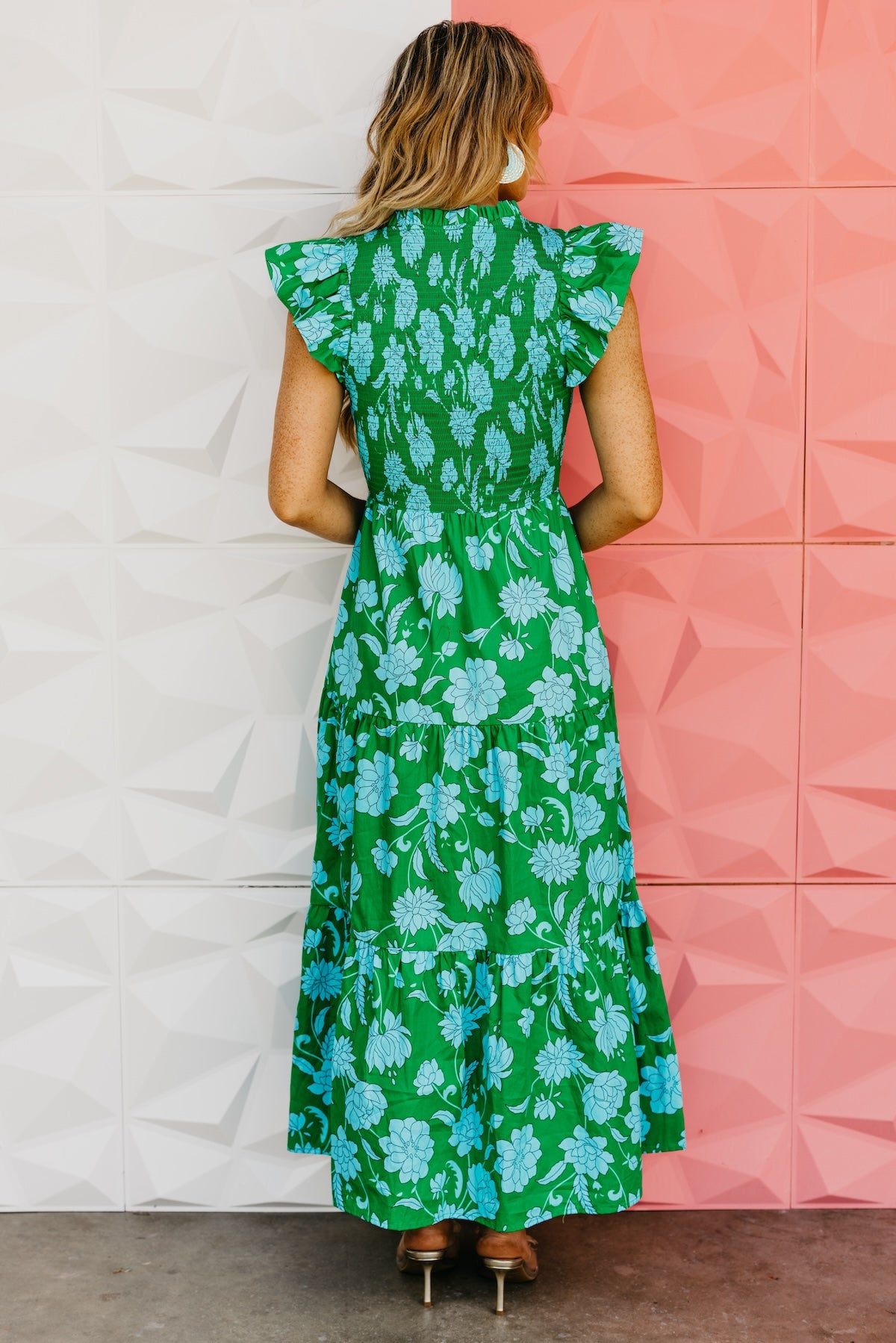The Blevin Smocked Tiered Midi Dress