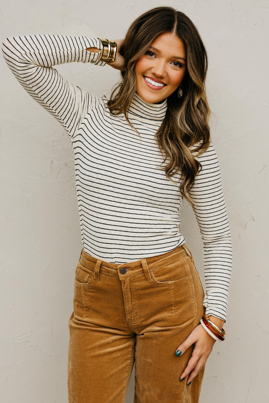 The Miranda Striped Turtleneck Top