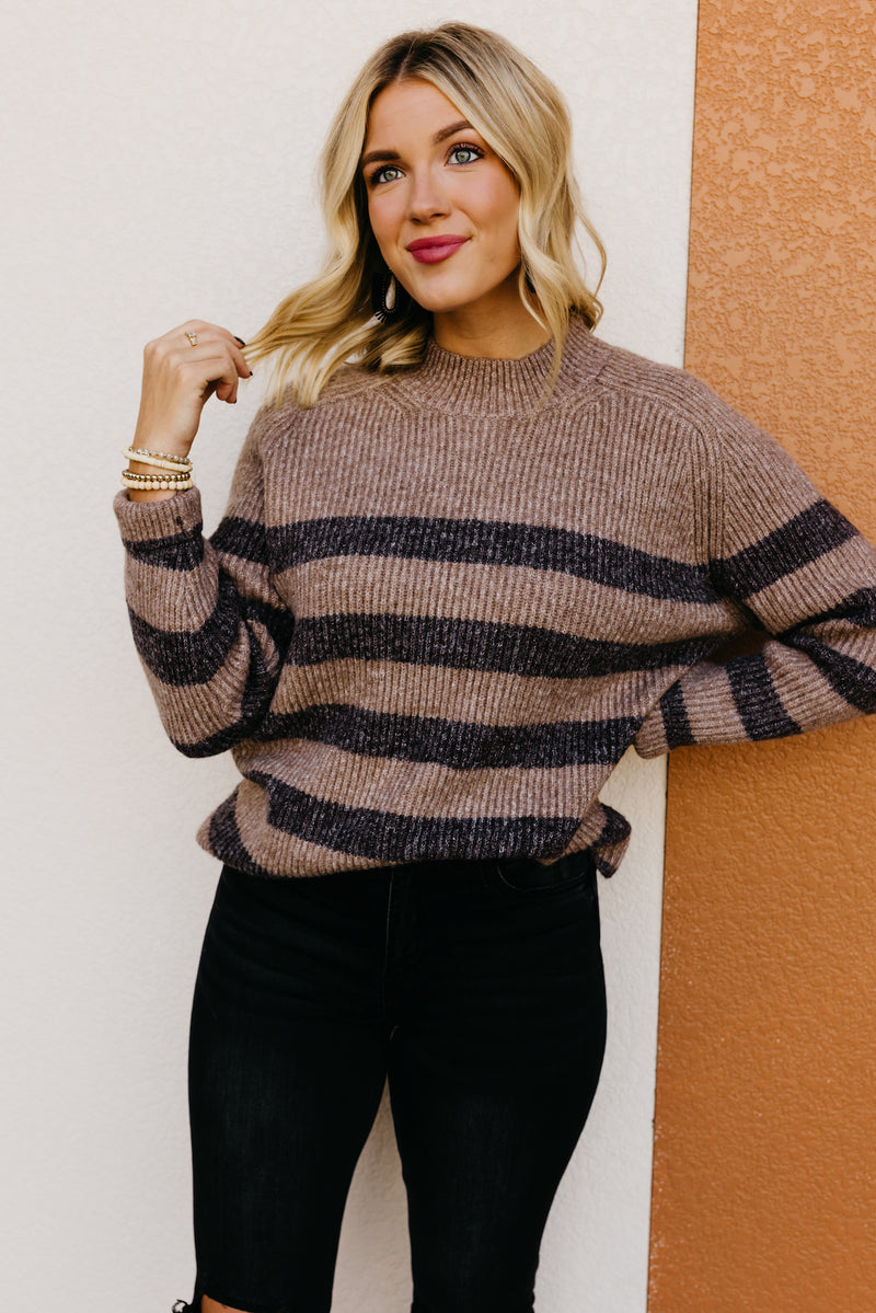 The Myah Stripe Mock Neck Sweater