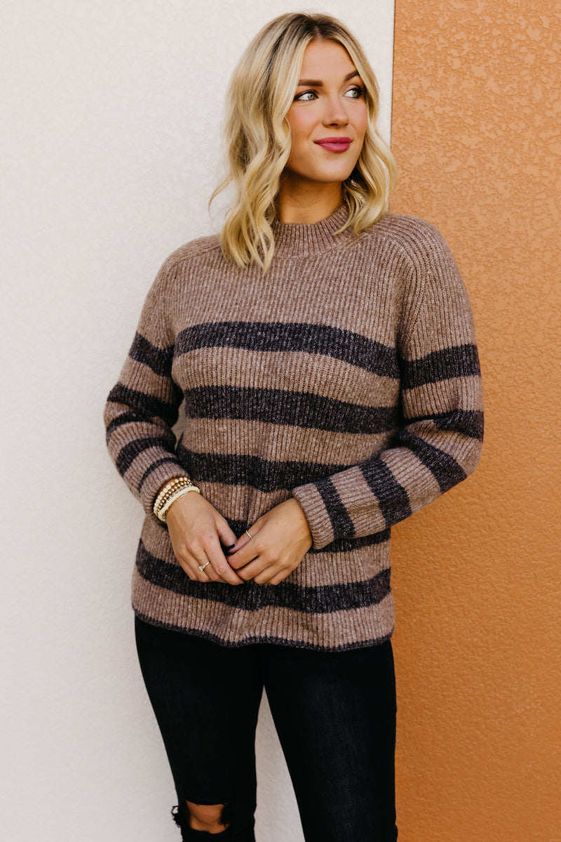 The Myah Stripe Mock Neck Sweater