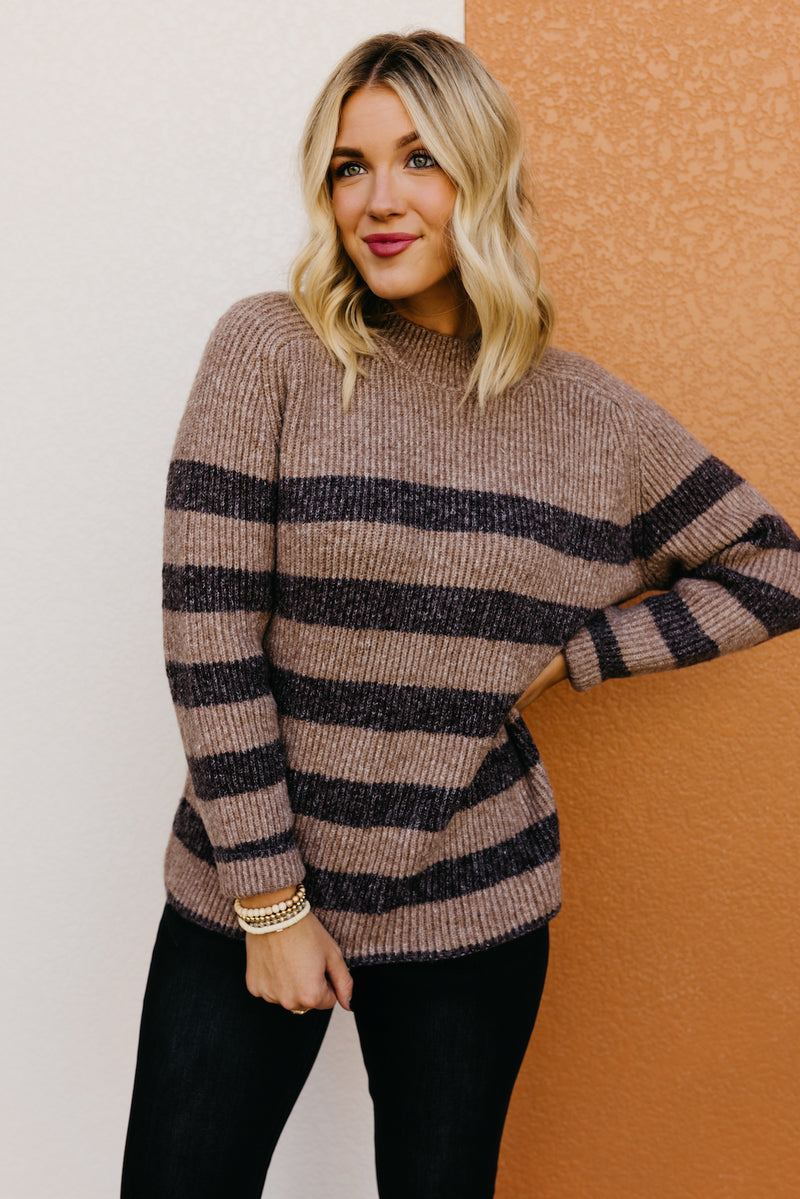 The Myah Stripe Mock Neck Sweater