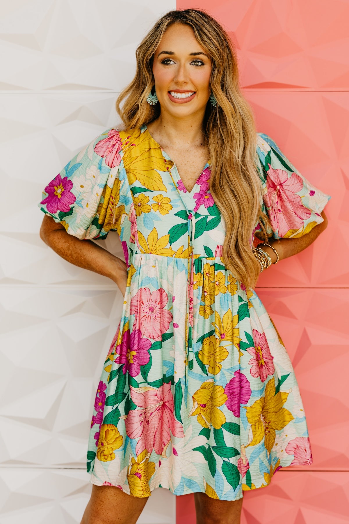 The Larissa Floral Puff Sleeve Mini Dress