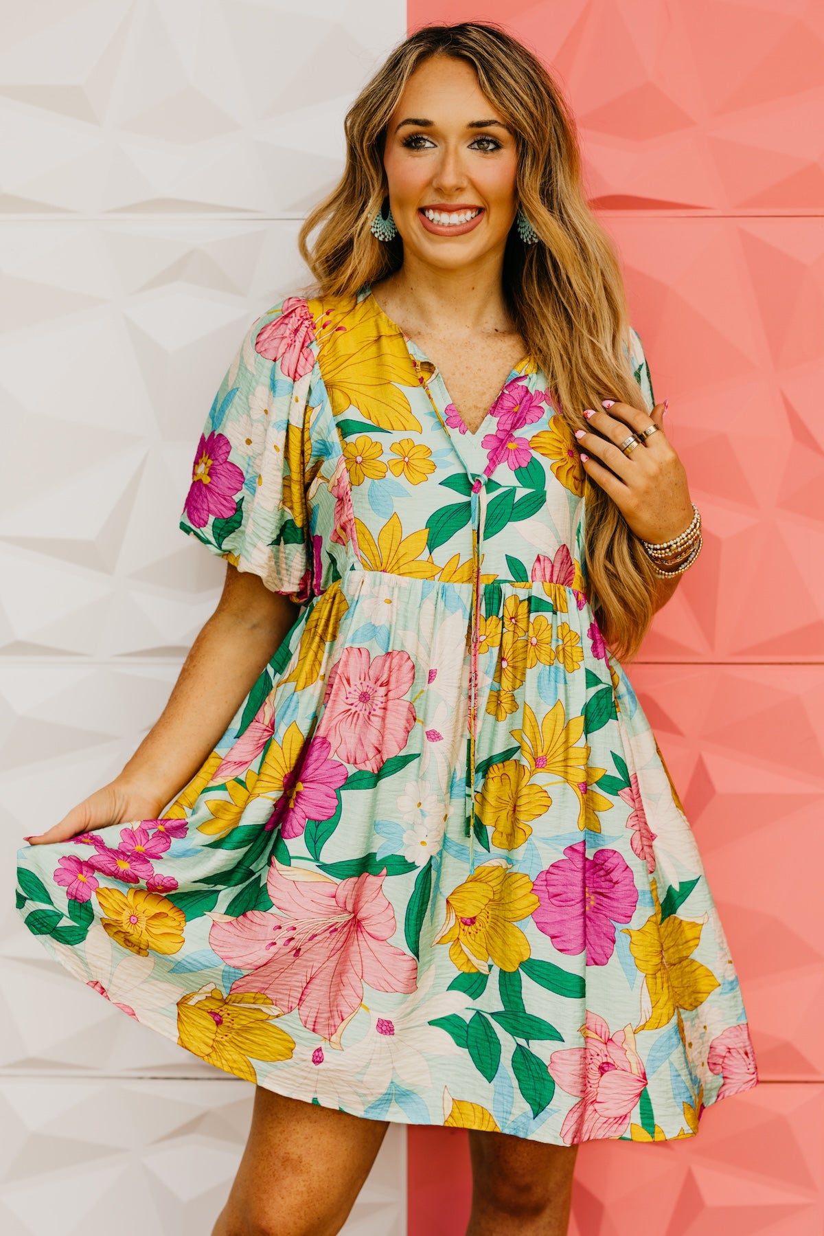 The Larissa Floral Puff Sleeve Mini Dress