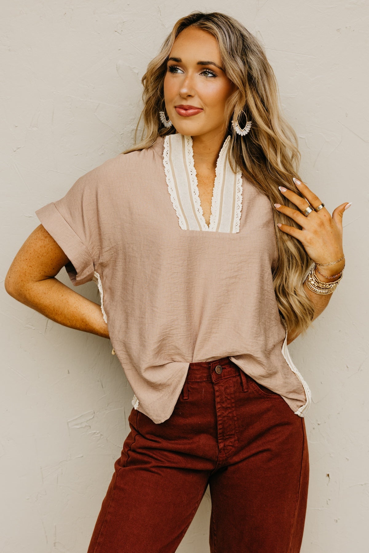 The Richie Contrast Popover Blouse