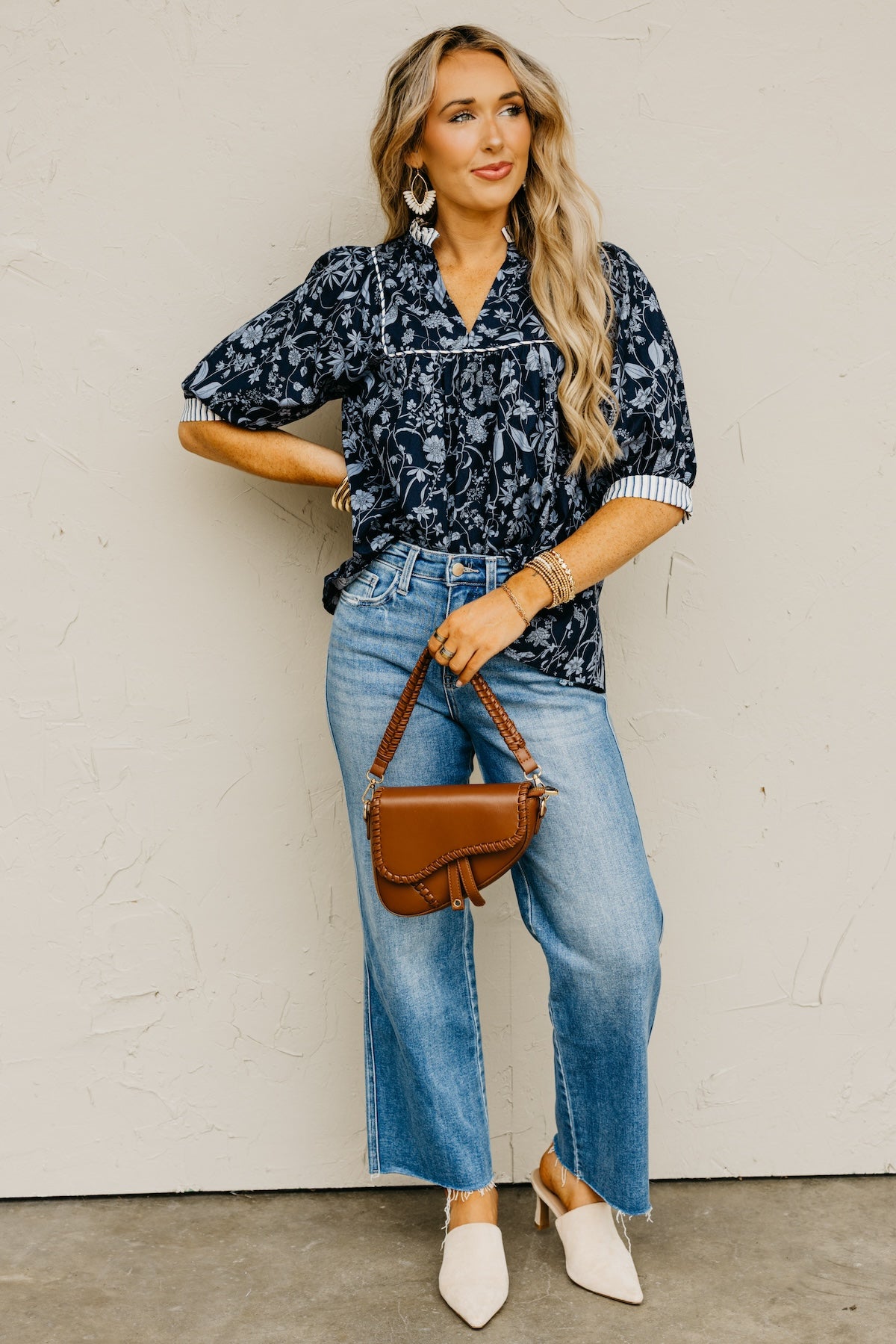 The Millie Printed Contrast Woven Top
