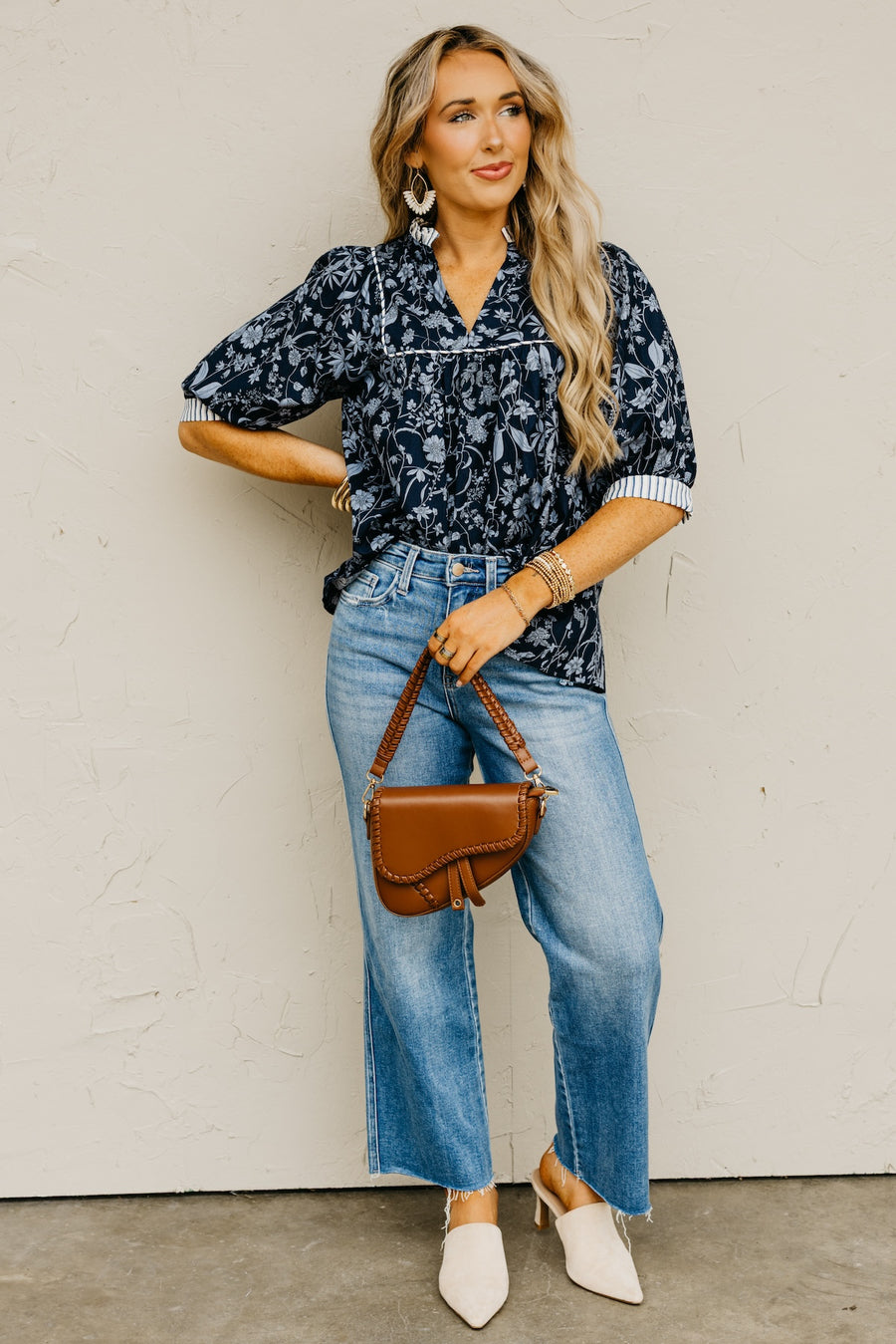 The Millie Printed Contrast Woven Top