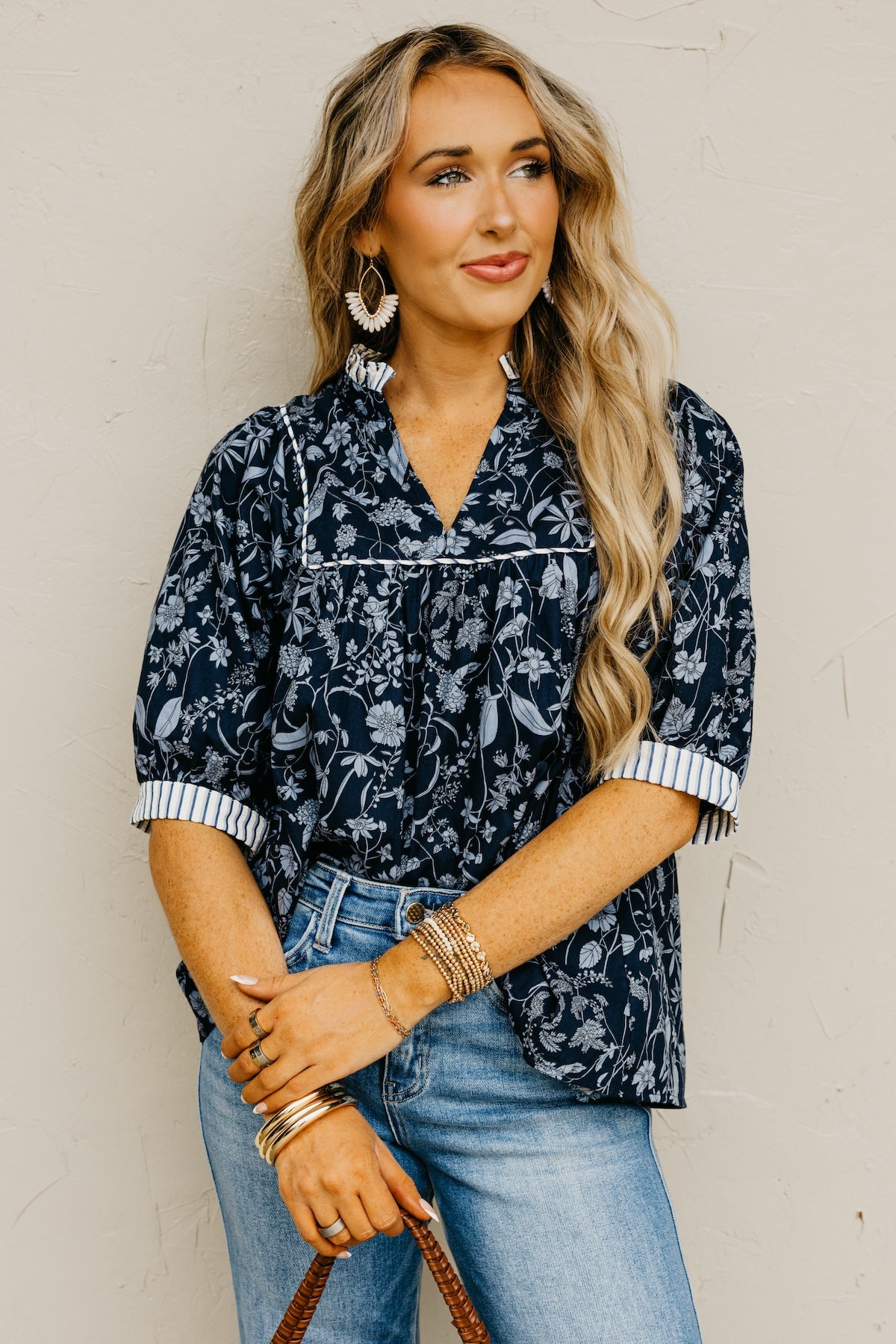 The Millie Printed Contrast Woven Top