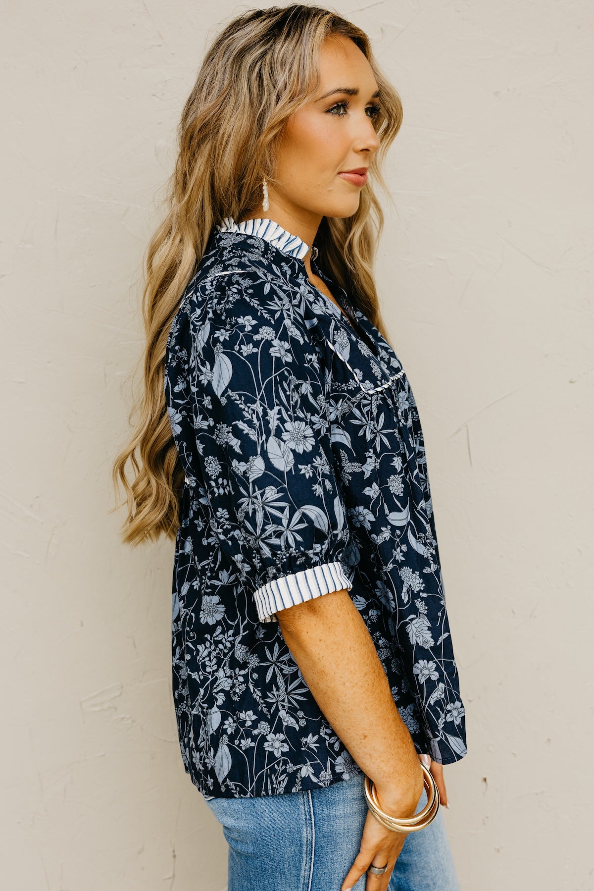 The Millie Printed Contrast Woven Top