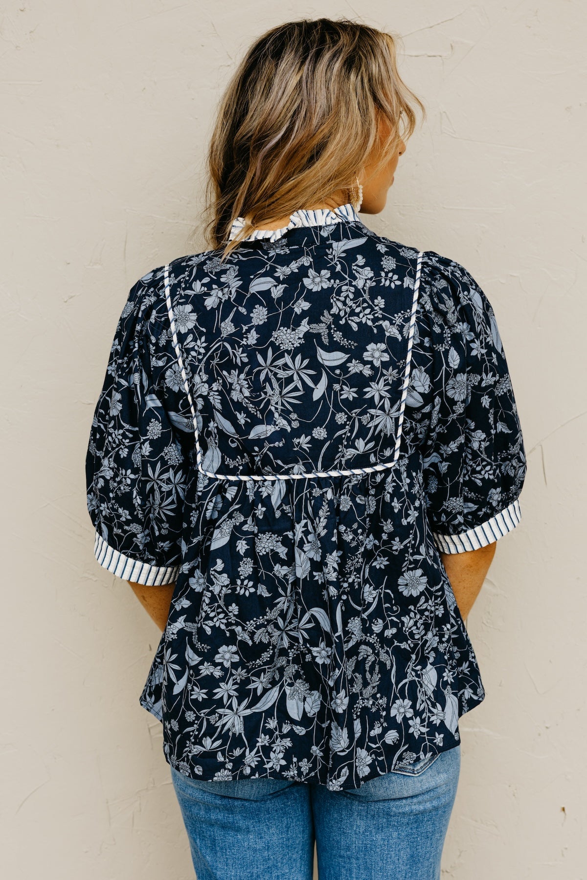The Millie Printed Contrast Woven Top