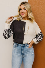 The Higgins Animal Print Colorblock Sweater
