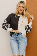 The Higgins Animal Print Colorblock Sweater