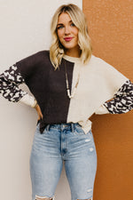 The Higgins Animal Print Colorblock Sweater