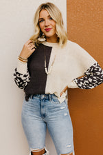 The Higgins Animal Print Colorblock Sweater