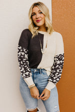 The Higgins Animal Print Colorblock Sweater
