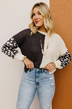 The Higgins Animal Print Colorblock Sweater