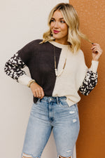 The Higgins Animal Print Colorblock Sweater