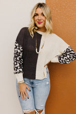 The Higgins Animal Print Colorblock Sweater