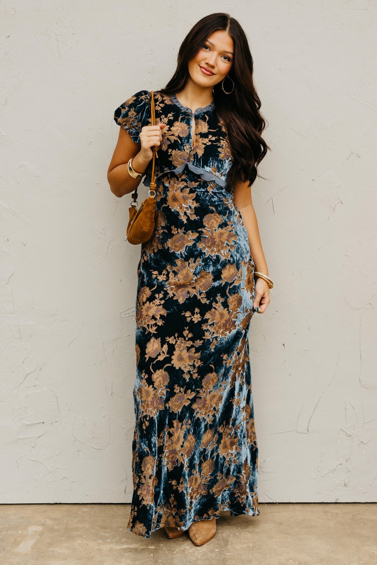 The Trini Burnout Velvet Maxi Dress