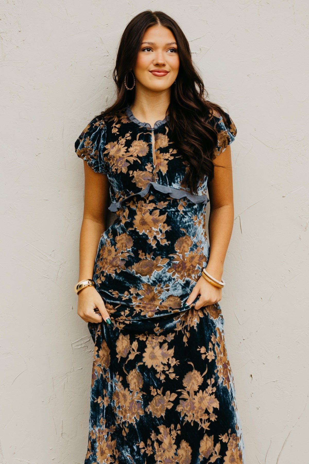 The Trini Burnout Velvet Maxi Dress