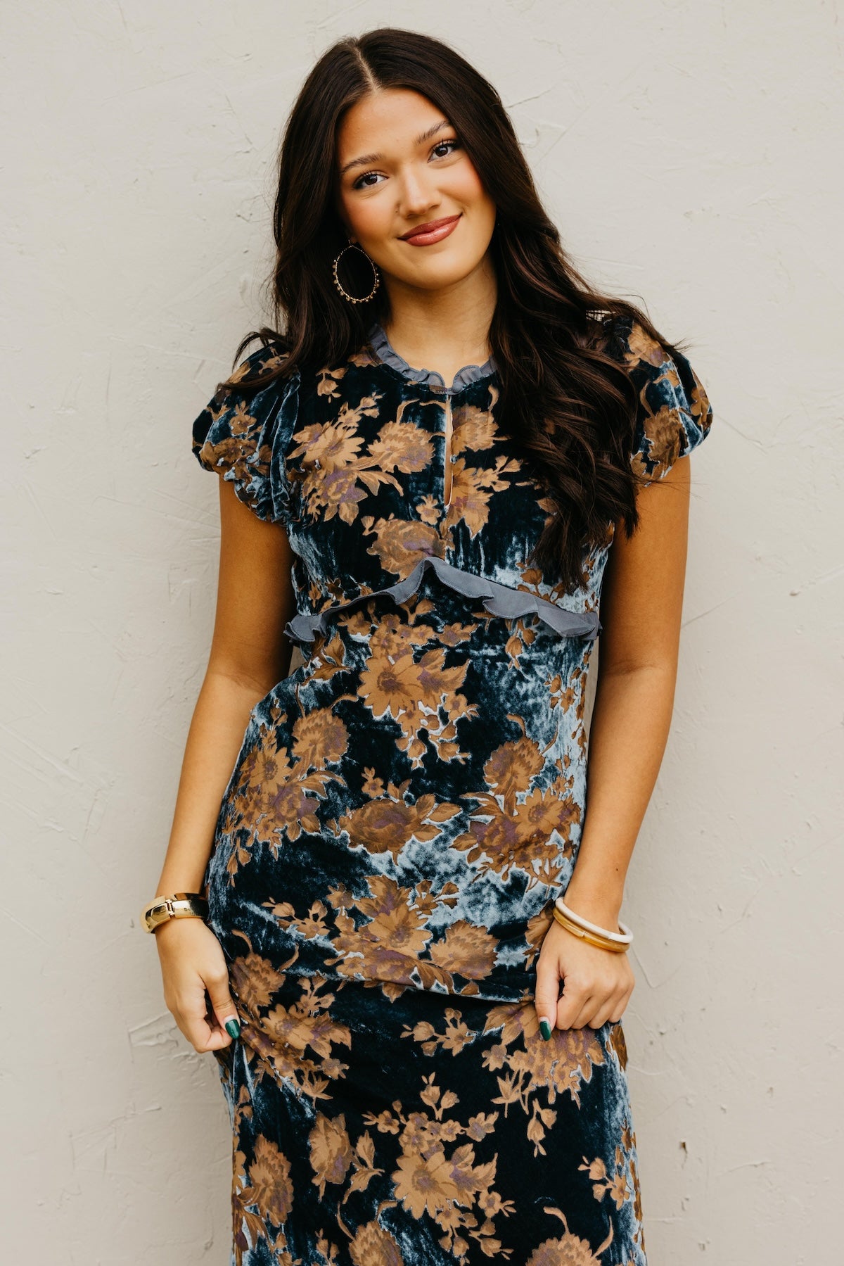 The Trini Burnout Velvet Maxi Dress