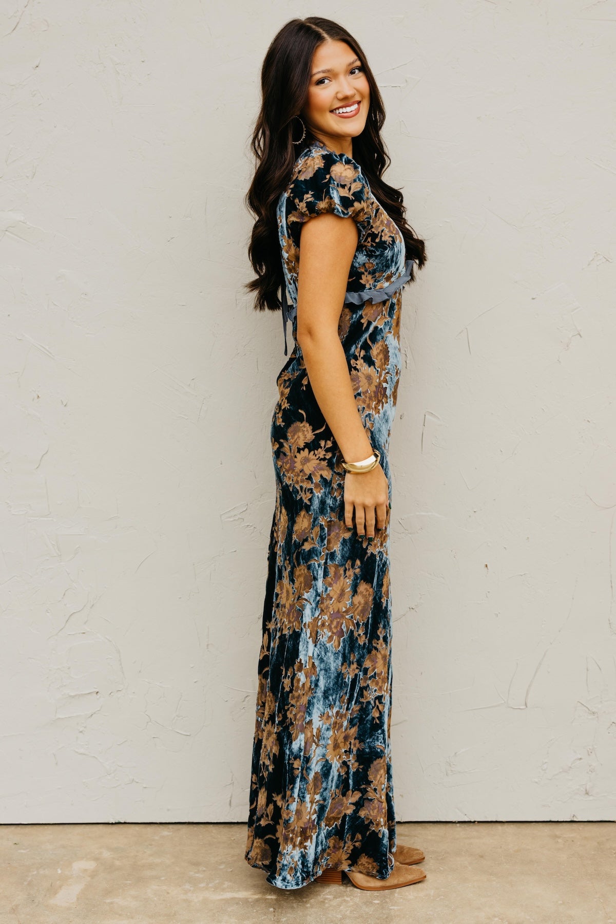 The Trini Burnout Velvet Maxi Dress