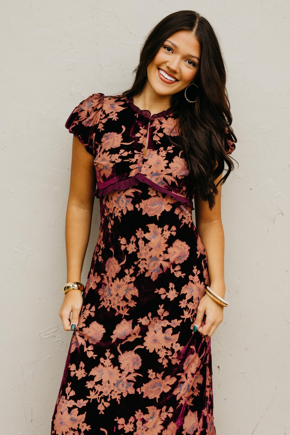 The Trini Burnout Velvet Maxi Dress
