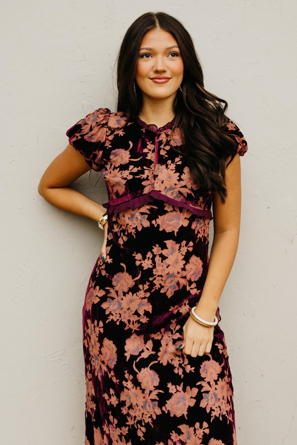 The Trini Burnout Velvet Maxi Dress