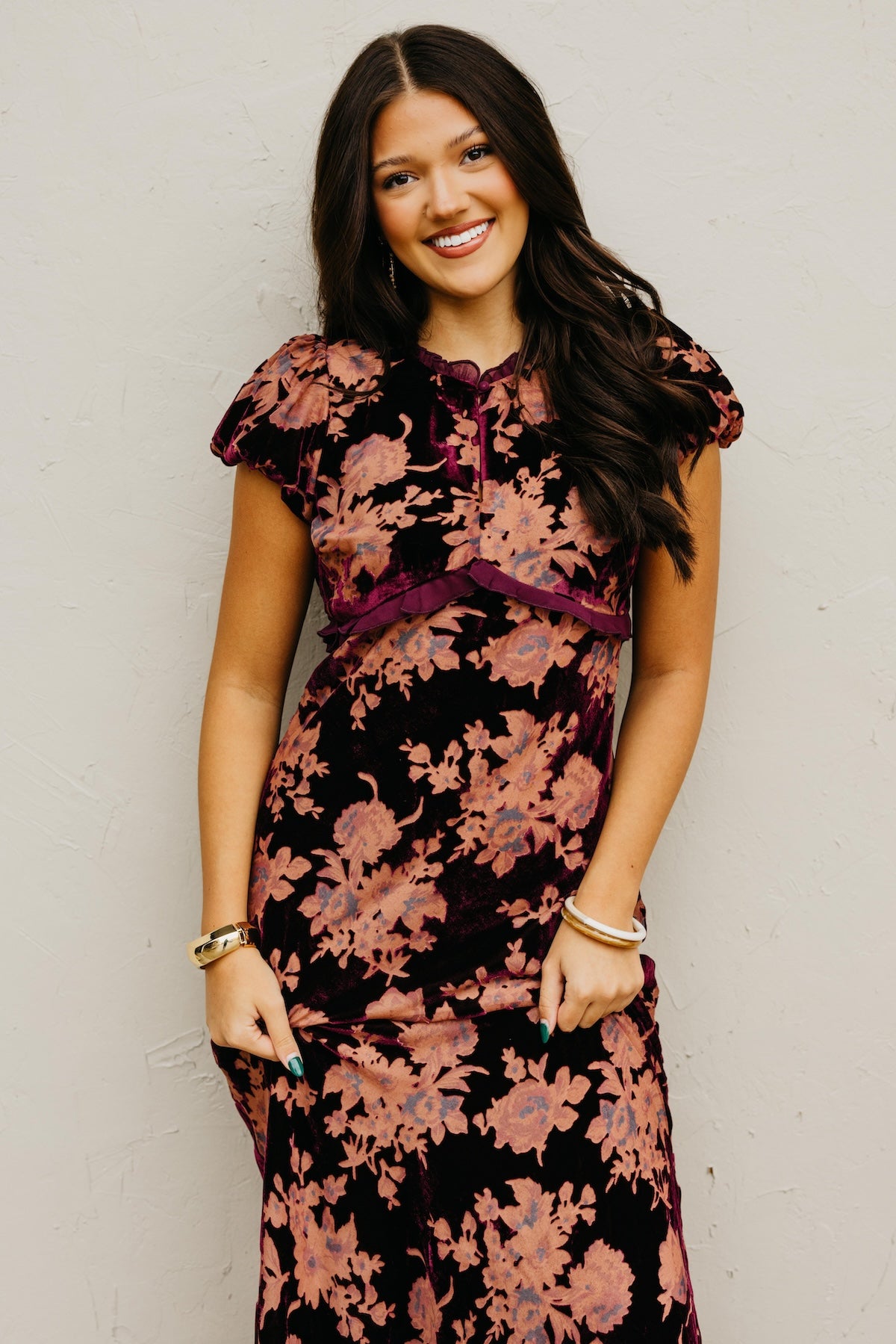 The Trini Burnout Velvet Maxi Dress