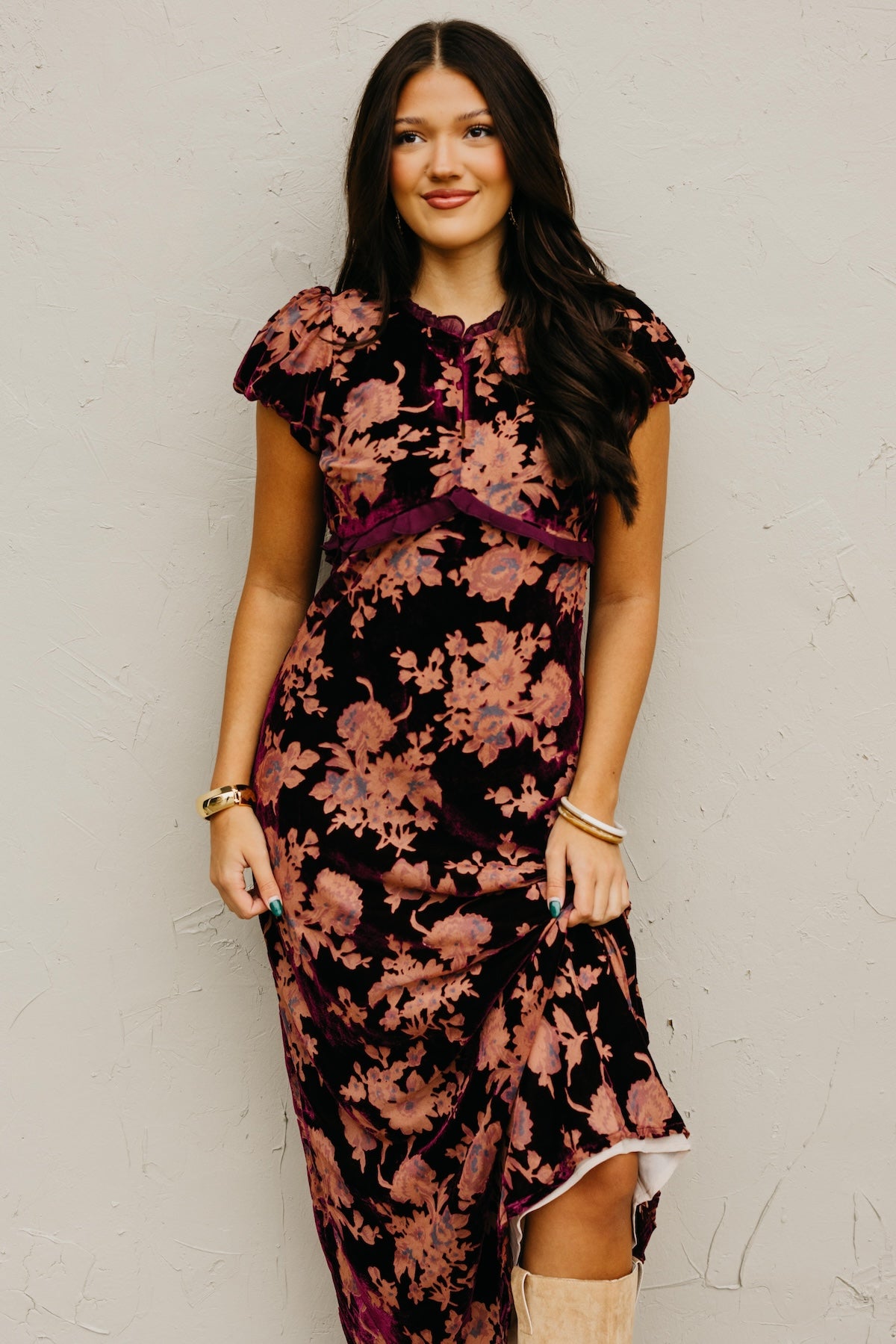 The Trini Burnout Velvet Maxi Dress