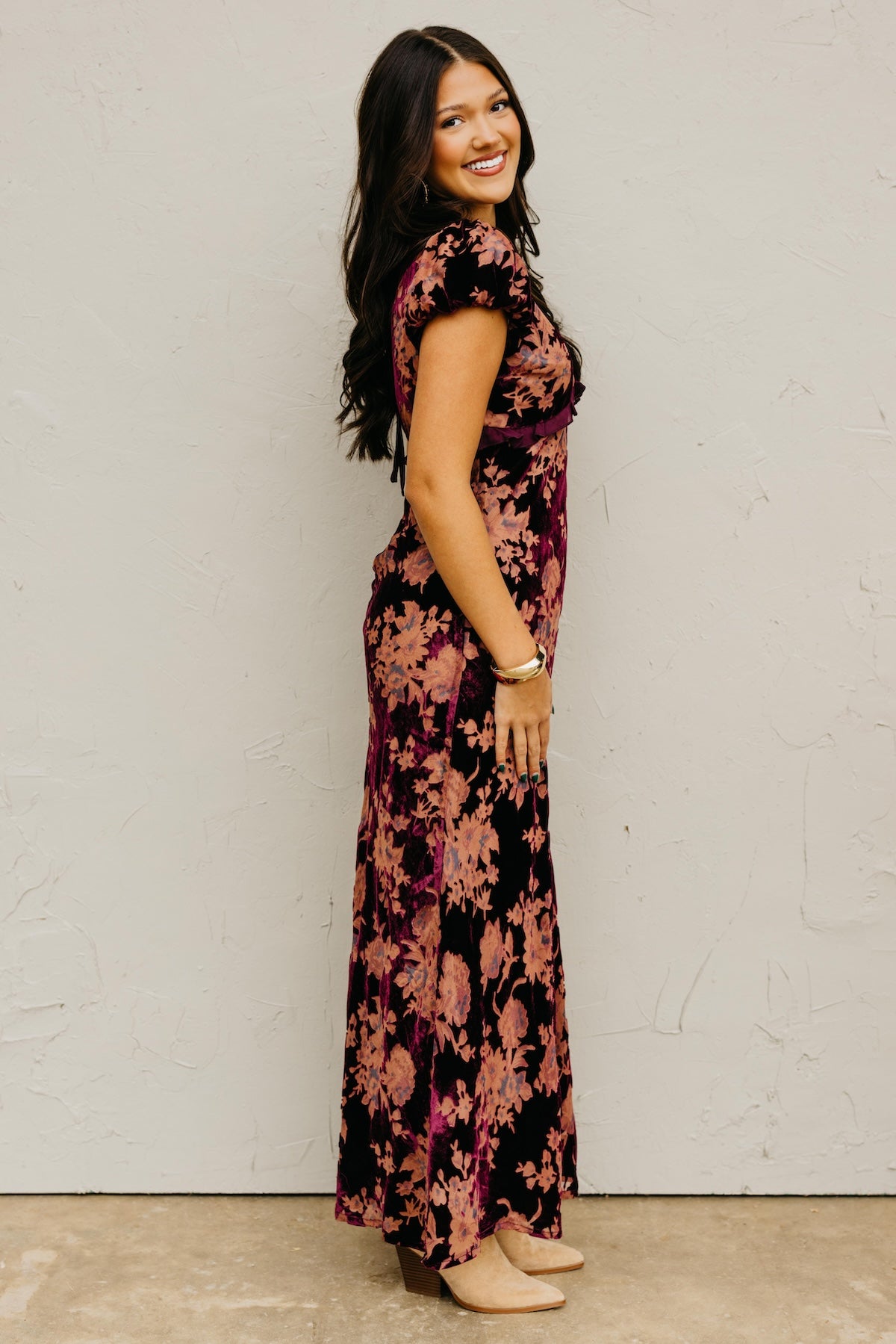 The Trini Burnout Velvet Maxi Dress