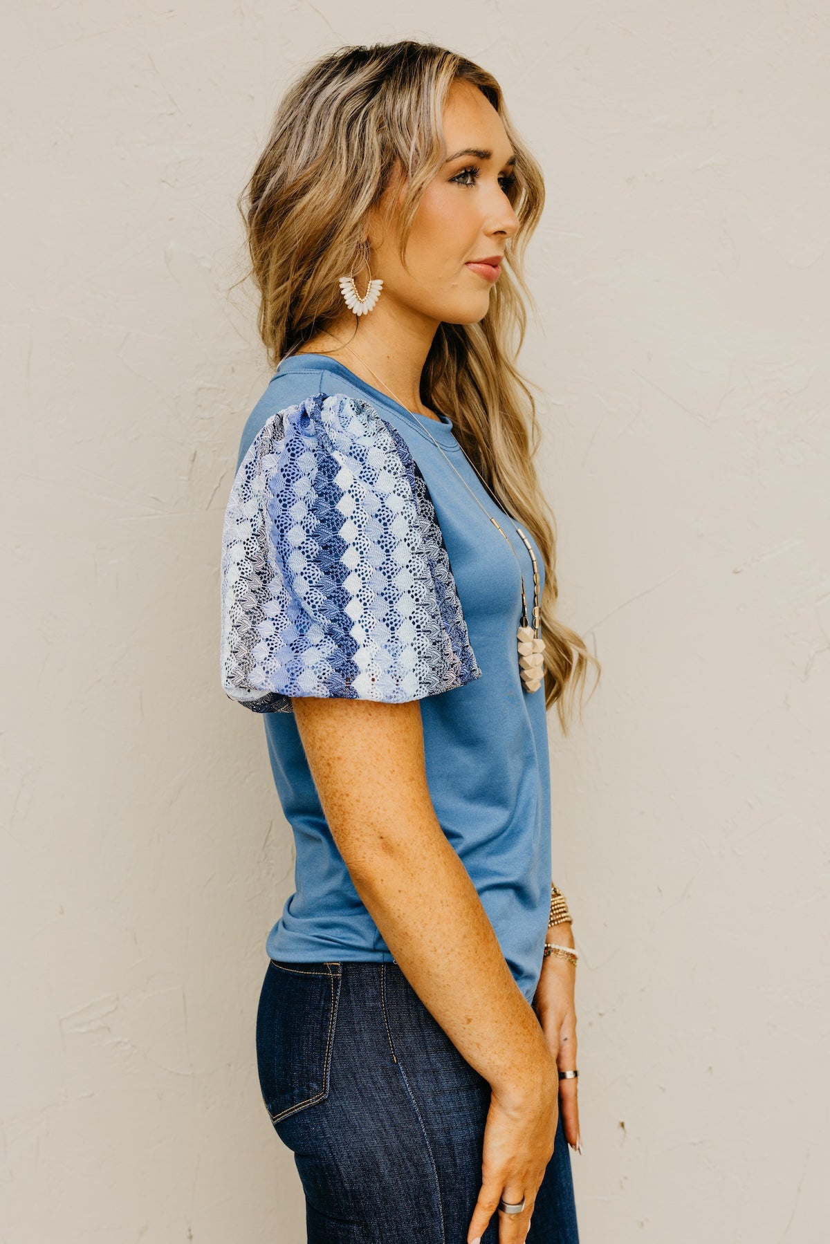 The Kyrie Open Knit Puff Sleeve Top
