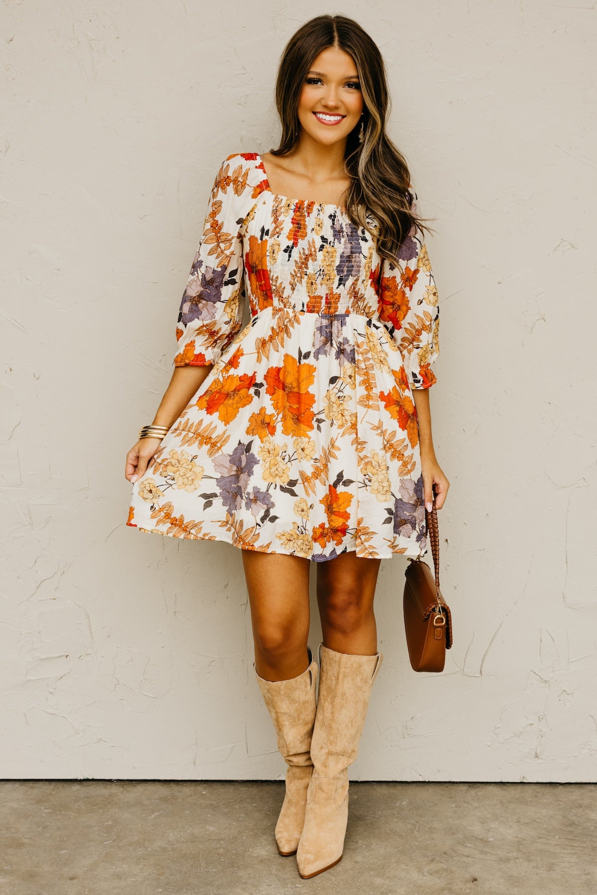 The Shay Smocked Print Mini Dress