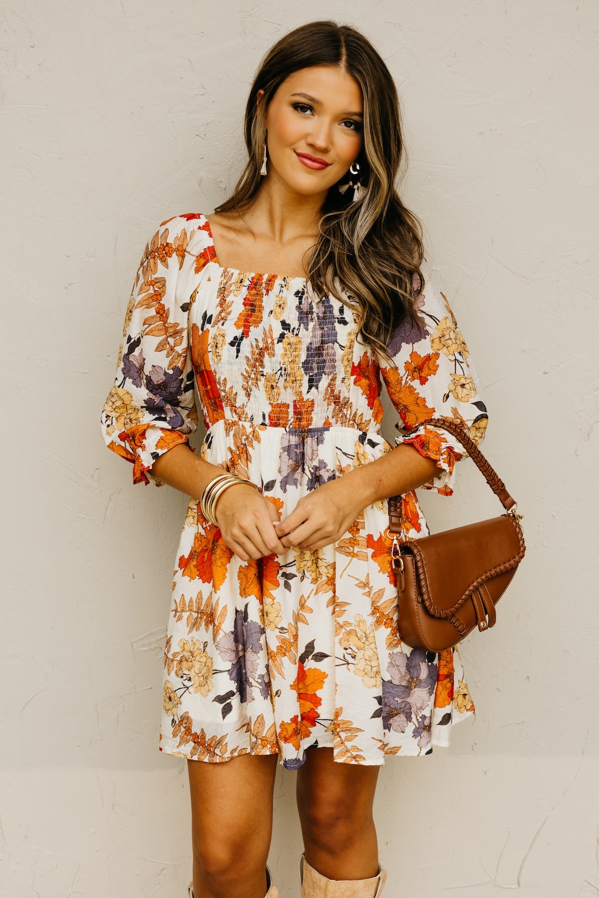 The Shay Smocked Print Mini Dress