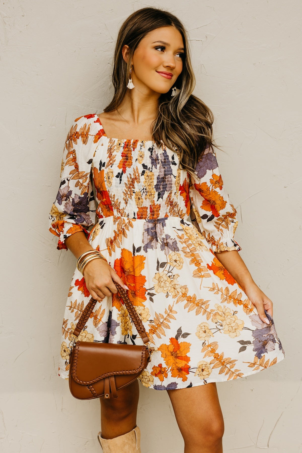 The Shay Smocked Print Mini Dress